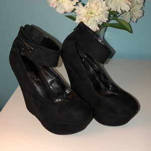 Black Suede Wedges